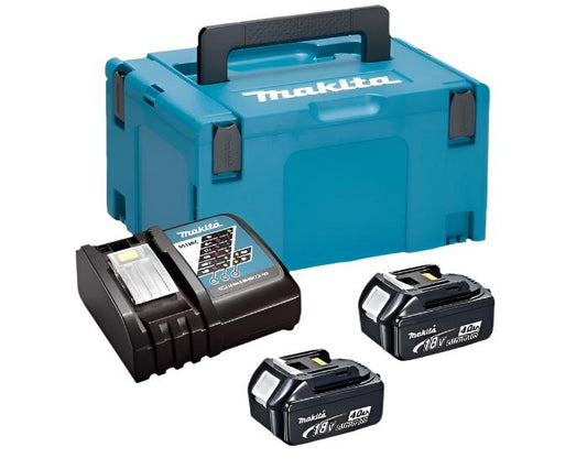 Makita 18V 4.0Ah Battery Pack (2-Pack) with DC18RC Charger & Makpac Case