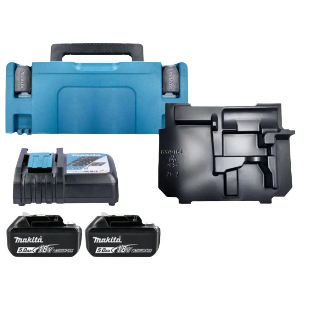 Makita 18V 5.0Ah BL1850 Battery (2-Pack) with Charger & Case